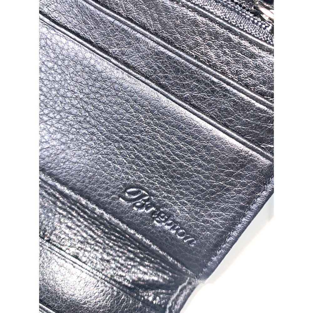 Brighton Black Leather Wallet Embossed‎ Heart Details Croc Flap Convertible - Picture 2 of 13